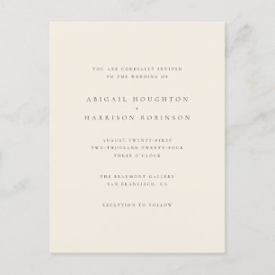 Invitation Carte Postale La typographie minimaliste rougissent et écrèment