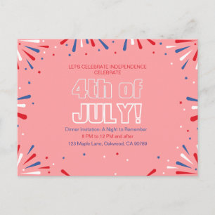 Invitation Carte Postale Laissez la liberté briller, 4 juillet étincelant