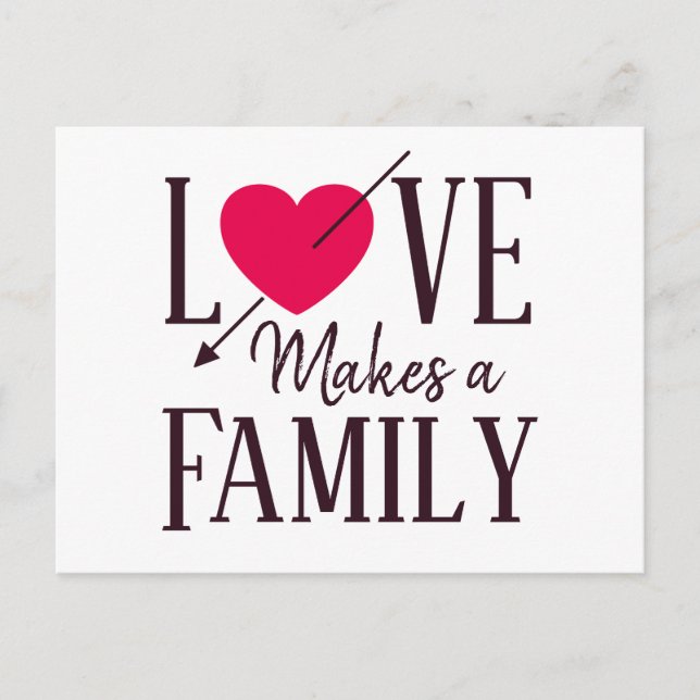 Invitation Carte Postale L'amour fait une famille - Annonces d'adoption (Devant)