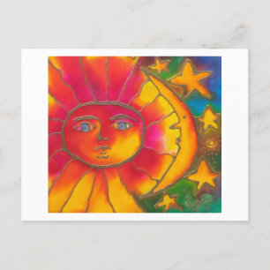 INVITATION CARTE POSTALE L'AMOUR SOUS LA LUNE DU SOLEIL ET LES ÉTOILES