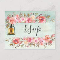 Lanternes Florales Aquarelle Vert Rustique Mariage