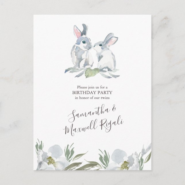 Invitation Carte Postale Lapin de printemps Anniversaire (Devant)