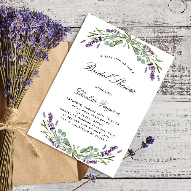 Invitation Carte Postale Lavande eucalyptus violette fleurie douche nuptial (Créateur téléchargé)