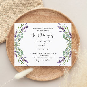 Invitation Carte Postale Lavande violet florales verdure luxe mariage