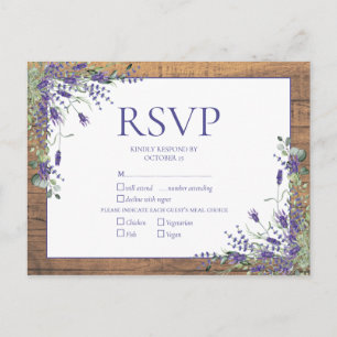 Invitation Carte Postale Lavender Eucalyptus Botanical Wedding RSVP