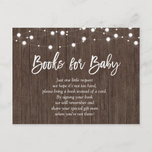 Invitation Carte Postale Le bébé brasse les livres rustiques de baby shower