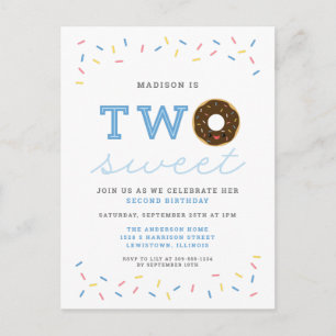 Invitation Carte Postale Le beignet de deux bonbons et arrose le 2ème