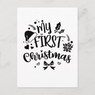 Invitation Carte Postale Le premier Noël de bébé en famille assorti