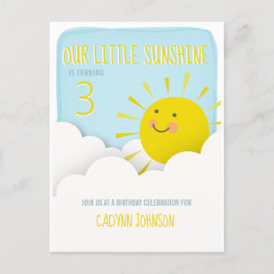 Invitation Carte Postale Le soleil opacifie l'anniversaire de ciel bleu