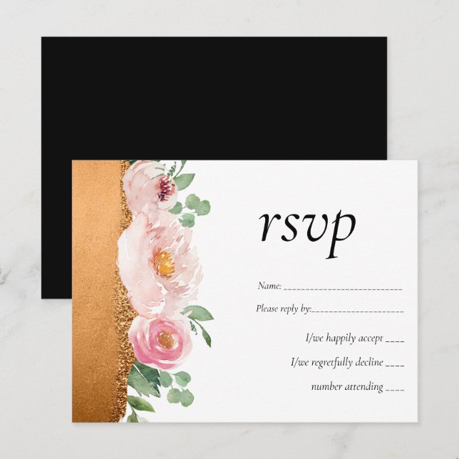 Invitation Carte Postale LeahG Budget Rose Glamor Girly Mariage (Devant / Derrière)