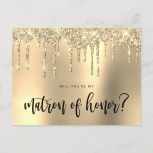 Invitation Carte Postale Les gouttes d'parties scintillant d'or seront-tu m