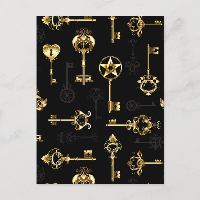 Invitation Carte Postale Les Patters de Seamless avec Golden Keys (Devant)