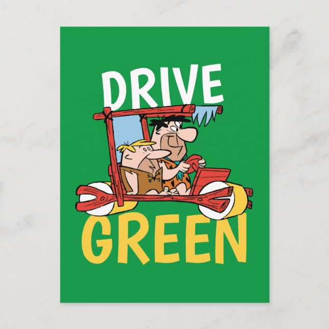 Invitation Carte Postale Les Pierrafeu | Fred & Barney - Drive Green (Devant)