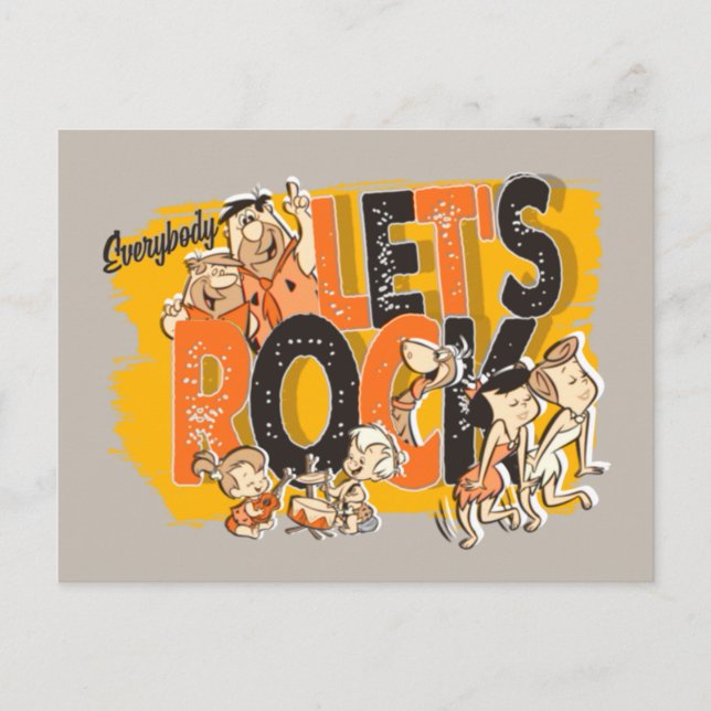 Invitation Carte Postale Les Pierrafeu | Tout le monde Rock (Devant)