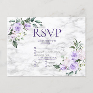 Invitation Carte Postale Lilac Lavender Gold Géométrique Mariage floral RSV