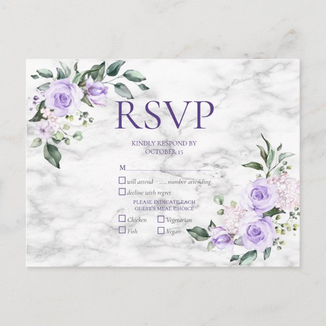 Invitation Carte Postale Lilac Lavender Gold Géométrique Mariage floral RSV (Devant)