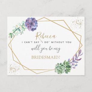 Invitation Carte Postale Lilac succulent Bridesmaid ou Maid Honor propositi