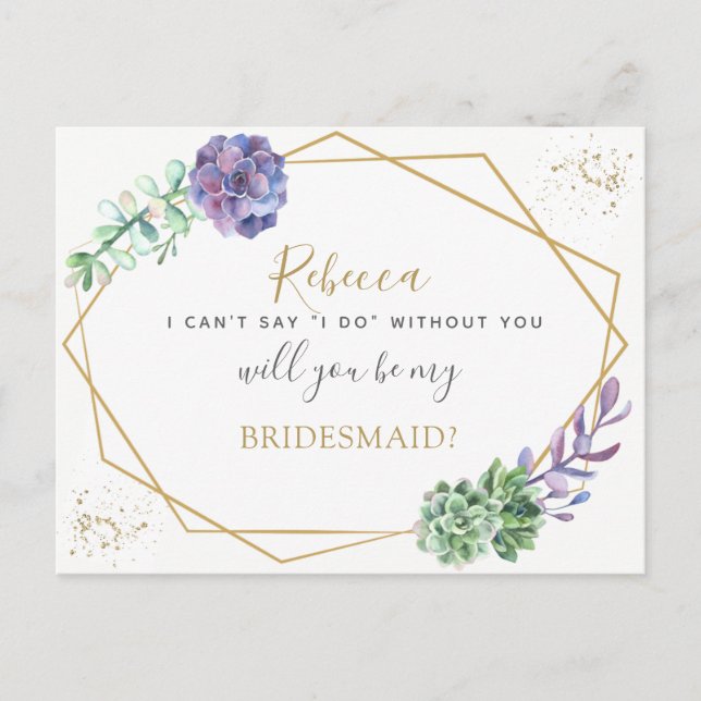 Invitation Carte Postale Lilac succulent Bridesmaid ou Maid Honor propositi (Devant)