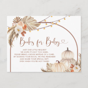 Invitation Carte Postale Livres Boho Rustique Citrouille Automne Amour pour