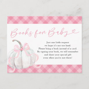 Invitation Carte Postale Livres Citrouilles Pink Preppy pour bébé