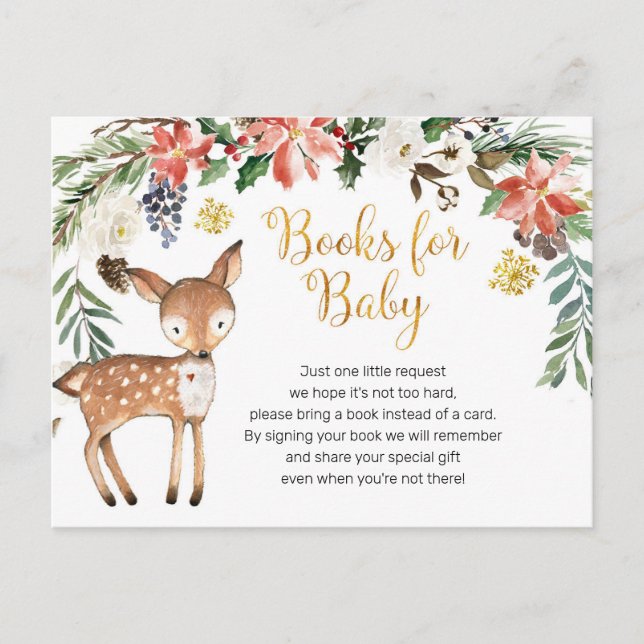 Invitation Carte Postale Livres de Baby shower de Woodland pour Baby Card (Devant)