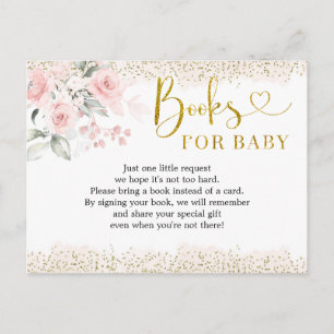 Invitation Carte Postale Livres de Baby shower rose pâle pour bébé
