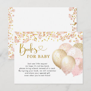 Invitation Carte Postale Livres de Fête de Naissance Ballon Rose Blush pour