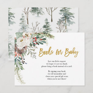 Invitation Carte Postale Livres Floraux de Noël Hiver pour Bébé