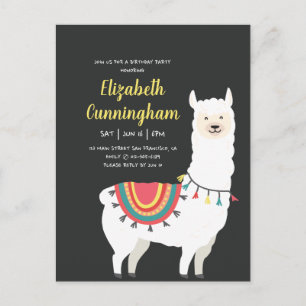 Invitation Carte Postale Llama et Balloon Party