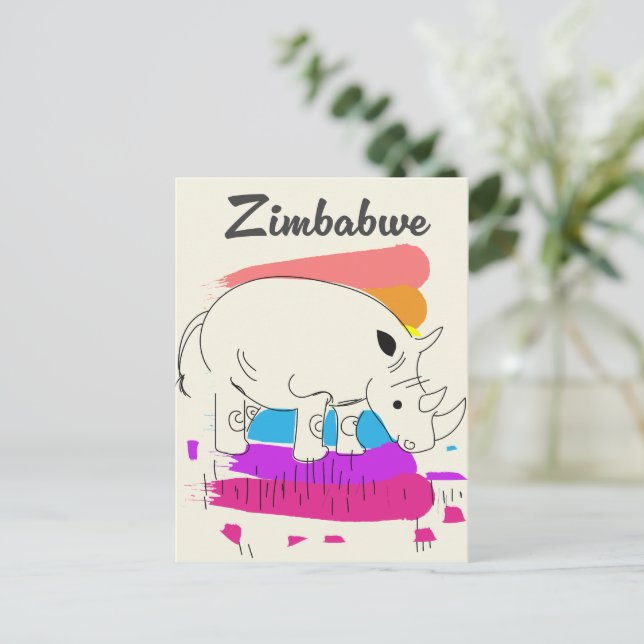 Invitation Carte Postale Logo de voyage rétro du Zimbabwe (Debout devant)