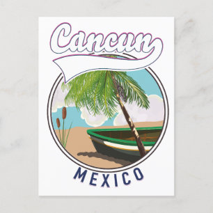 Invitation Carte Postale Logo voyage de Cancun Mexico Beach