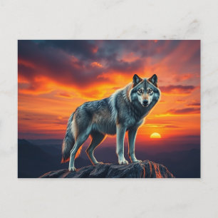Invitation Carte Postale Lone Wolf at Sunset
