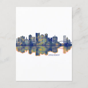 Invitation Carte Postale Long Beach Skyline