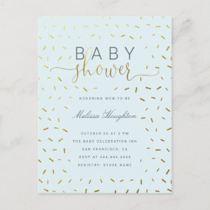 Invitation Carte Postale L'or chic arrosent le baby shower de manuscrit de