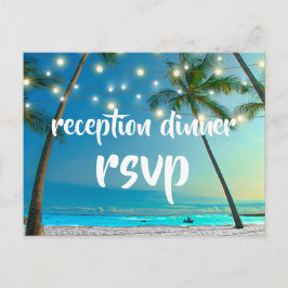 Invitation Carte Postale Lumières Guirlande Réception de Mariage Tropicale