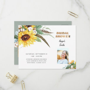 Invitation Carte Postale Lumières Rustiques Fleur de Tournesol Mariage Phot