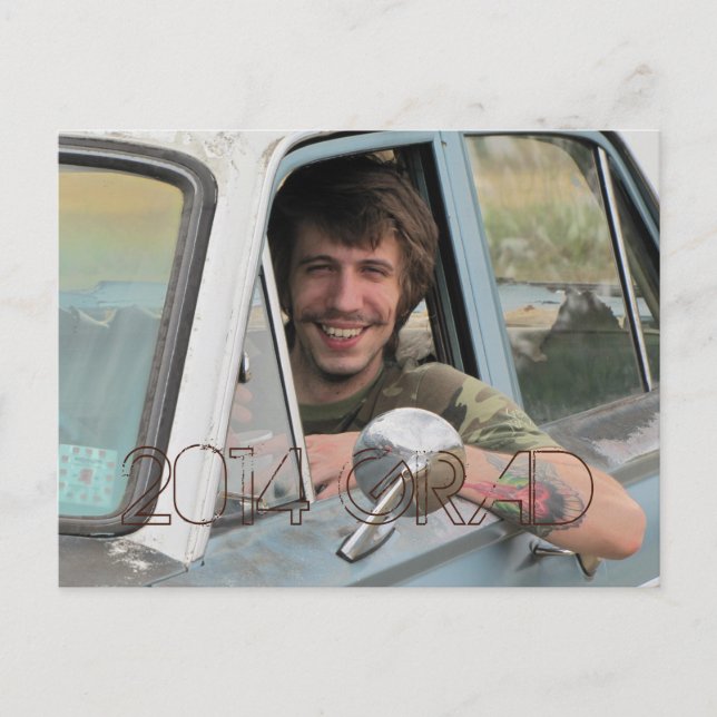 Invitation Carte Postale Lycée Photo Graduation Party Grunge Brown (Devant)