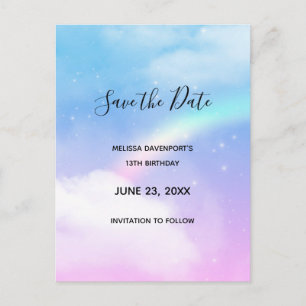 Invitation Carte Postale Magical Pastel Clouds and a Rainbow Enregistrer la