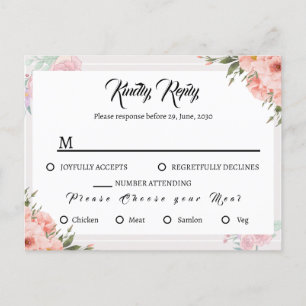 Invitation Carte Postale Magnifique motif floral bohème à l'aquarelle RSPV
