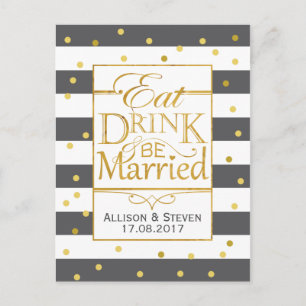 Invitation Carte Postale Mangez, buvez et être marié design