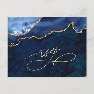 Invitation Carte Postale Marbre doré moderne Porte de mariage RSVP
