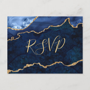 Invitation Carte Postale Marbre doré moderne Porte de mariage RSVP