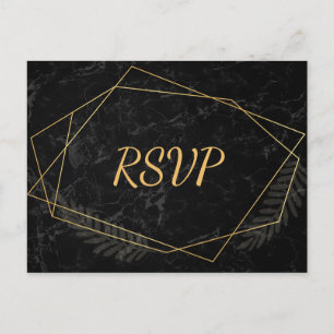 Invitation Carte Postale Marbre Faux Géométrique rsvp