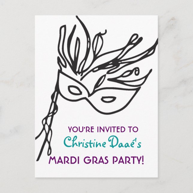 Invitation Carte Postale Mardi Gras ! (Devant)