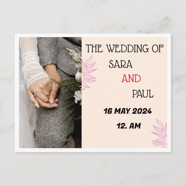 INVITATION CARTE POSTALE MARIAGE (Devant)