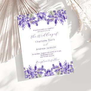 Invitation Carte Postale Mariage d'aquarelle violette lavande