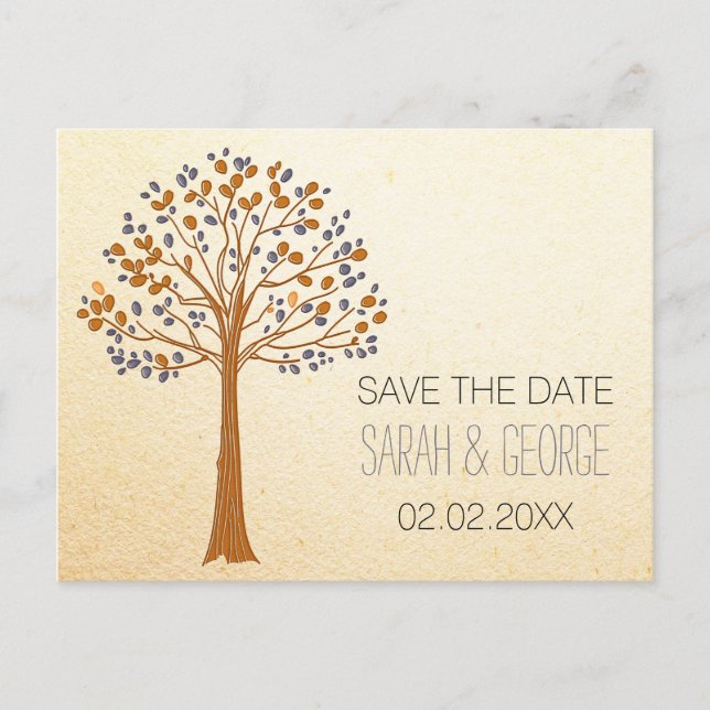 Invitation Carte Postale Mariage de automne Rustique Enregistrer La Date (Devant)