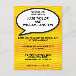 Invitation Carte Postale Mariage de BD moderne simple