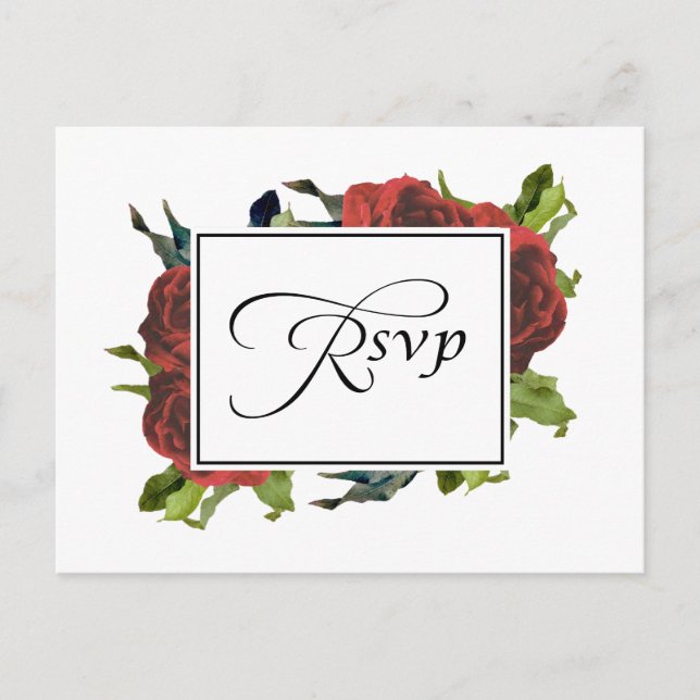 Invitation Carte Postale Mariage de Bouquet de Rose rouge RSVP (Devant)