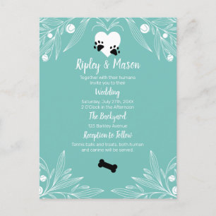Invitation Carte Postale Mariage de Chien d'amour chiot